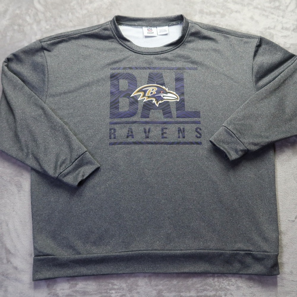 NFL Team Apparel Baltimore Ravens Women's L Gray Graphic‎ Pullover Sweatshirt